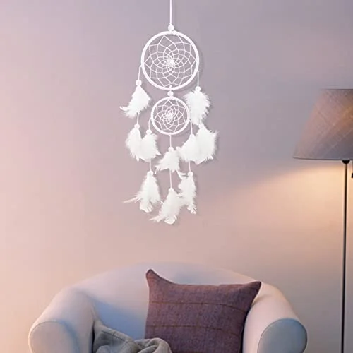 Dsaren Atrapasueños con Pluma Hecho a Mano Naturales Dream Catcher Colgante Decoración Pared Habitación y Auto, Adorno…